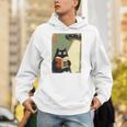 Vintage Japanese Cat Book Lovers UFO Alien Abduction Cat Dad Unisex Hoodie