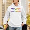 Women's Read Books Be Kind Stay Weird Book Lover Rainbow Unisex Hoodie