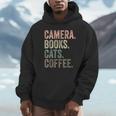Camera Books Cats And Coffee Lover Photography Men Women Unisex Hoodie