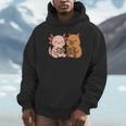 Capybara Axolotl Kawaii Kids Anime Book Lover Reading Unisex Hoodie