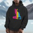 Pansexual Pride Celestial Cat Sitting Book LGBTQ Pan Colors Men Women Unisex Hoodie