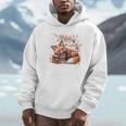 Fox And Book Lover Graphic For Women And Spring Pink Flower Unisex Hoodie