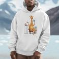 Giraffe Reading Tea Books Coffee Book Lover Graphic Unisex Hoodie