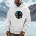Just Me And My Yeti Retro Sunset Mountain Hiking Introvert Unisex Hoodie Just Me And My Yeti Retro Sunset Mountain Hiking Introvert Unisex Hoodie