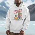 Unearth A Story Cute Turtle Reading Books Librarian Unisex Hoodie