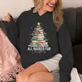 All Booked For Christmas Coquette Books Teacher Xmas Tree Unisex Hoodie