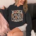 Books Are My Love Language Retro Groovy 70s Book Lover Unisex Hoodie