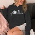 Cat Book Coffee Lover Heartbeat Cat Lover Book Lover Unisex Hoodie
