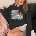 Cat On Books Pets Cats Reading Book Nerd Read Reader Bookcat Unisex Hoodie