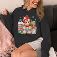 Christmas Gingerbread Man Reading Book Snowflake Teacher Unisex Hoodie