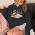 Color Floral Cute Pug Dog On Book Reading Bookworm Reader Unisex Hoodie