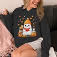 Cute Beanie Ghost Bookworm Cozy Book Reading Halloween Unisex Hoodie