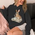 Cute Bunny Reading Book Glasses Bookworm Unisex Hoodie