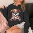 Cute Dog Puppy English Bulldog Reading Book Unisex Hoodie
