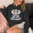 Cute Elephant Reading Universe Book Unisex Hoodie Cute Elephant Reading Universe Book Unisex Hoodie