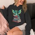 Dragon Reading Books Fantasy Lovers Mythical Creatures Unisex Hoodie Dragon Reading Books Fantasy Lovers Mythical Creatures Unisex Hoodie