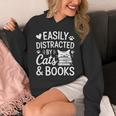 Easily Distracted By Cats And Books Reading Apparel Unisex Hoodie
