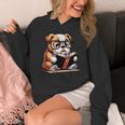 English Bulldog Reading a Book Dog For Men Women Girls Kids Unisex Hoodie