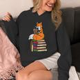 Fox Books Read Reading Librarian America Men Women Kids Unisex Hoodie