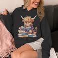 Highland Cow Reading Book Librarian Library Unisex Hoodie