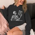 Hilarious Skeleton Holding a Book And Laughing Gothic Unisex Hoodie Hilarious Skeleton Holding a Book And Laughing Gothic Unisex Hoodie