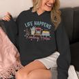 Life Happens Reading Helps Loves To Read Books Cats Unisex Hoodie