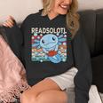 Readsolotl Blue Kawaii Axolotl Book Lover Reading Retro Unisex Hoodie Readsolotl Blue Kawaii Axolotl Book Lover Reading Retro Unisex Hoodie