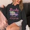 Retro Books Are My Love Language Valentine Book Lovers Unisex Hoodie Retro Books Are My Love Language Valentine Book Lovers Unisex Hoodie
