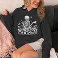 Skeleton Reading Book Floral Dark For Book Lovers Unisex Hoodie Skeleton Reading Book Floral Dark For Book Lovers Unisex Hoodie