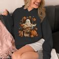 Vintage Ghost Book Reading Pumpkin Gothic Halloween Teachers Unisex Hoodie