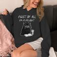Women's First Of All I’m A Delight Cute Cat Books Coffee Humor Unisex Hoodie