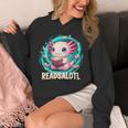 Women's Readsolotl Kawaii Axolotl Reading Book Lover Unisex Hoodie Women's Readsolotl Kawaii Axolotl Reading Book Lover Unisex Hoodie