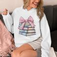 Book Lover Coquette Bow Pink Dainty Ribbon Cute Bookworm Unisex Hoodie
