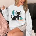 Cat Midcentury With Book And Coffee Atomic Age Mid Century Unisex Hoodie Cat Midcentury With Book And Coffee Atomic Age Mid Century Unisex Hoodie