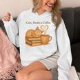 Cats Books And Coffee Heart Cozy Cat Lover Bookworm Readers Unisex Hoodie