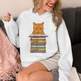 Cute Orange Tabby Cat Reading On Pile Of Books Unisex Hoodie