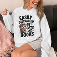 Easily Distracted By Cats And Books Lovers Reading Unisex Hoodie