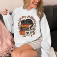 Fall Book Teacher Cat Books Halloween Autumn Librarian Unisex Hoodie
