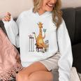 Giraffe Reading Tea Books Coffee Book Lover Graphic Unisex Hoodie