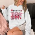 HUGvyn One Loved Teacher Valentine Book Heart Reading Bow Unisex Hoodie