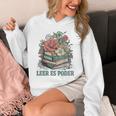 Leer ES Poder Cute Floral Spanish Teacher Book Reading Unisex Hoodie
