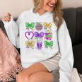 Mardi Gras Teacher Coquette Bow Pencil Apple Book Women Girl Unisex Hoodie Mardi Gras Teacher Coquette Bow Pencil Apple Book Women Girl Unisex Hoodie