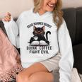 Read Banned Books Drink Coffee Fight Evil Retro Cat Unisex Hoodie Read Banned Books Drink Coffee Fight Evil Retro Cat Unisex Hoodie