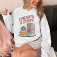 Unearth A Story Cute Turtle Reading Books Librarian Unisex Hoodie