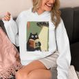 Vintage Japanese Cat Book Lovers UFO Alien Abduction Cat Dad Unisex Hoodie