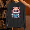 Adorable Book Lover Maine Coon Cat With Reading Glasses Cute Unisex Hoodie