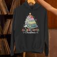 All Booked For Christmas Book Tree Lights Christmas Library Unisex Hoodie