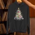 All Booked For Christmas Coquette Books Teacher Xmas Tree Unisex Hoodie