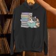 Cat On Books Pets Cats Reading Book Nerd Read Reader Bookcat Unisex Hoodie