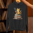 Cat Reading Books Unisex Hoodie
